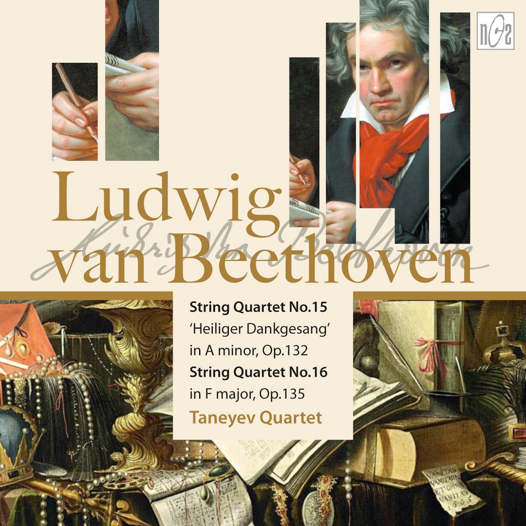 Ludwig van Beethoven. String Quartet No.15 in A Minor 'Heiliger Dankgesang'. Op.132. String Quartet No.16 in F Major op.135 by Taneyev Quartet album cover