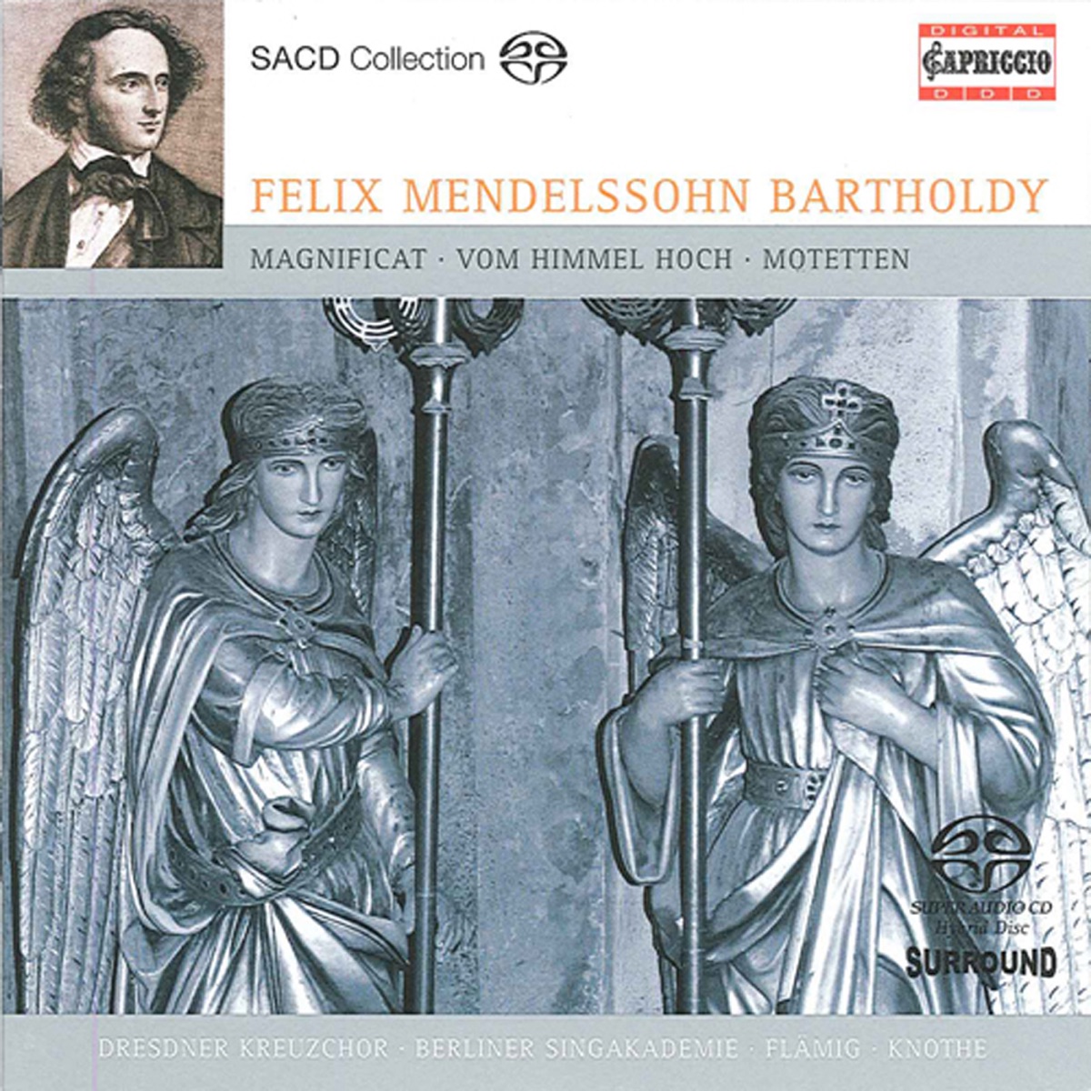 Mendelssohn, Felix: Vom Himmel hoch - Magnificat in D major - Hor mein Bitten by Egbert Junghanns, Dresden Philharmonic Orchestra, Dresden Kreuzchor, Ute Selbig, Martin Flämig, Michael-Christfried Winkler, Dresdner Kreuzchor, Ralph Eschrig, Vincent Madry, Martin Kolditz, Stefan Mainka, Berlin Singakademie, Staatskapelle Berlin, Dietrich Knothe, Carola Nossek, Jurgen Freier & Elisabeth Wilke album cover