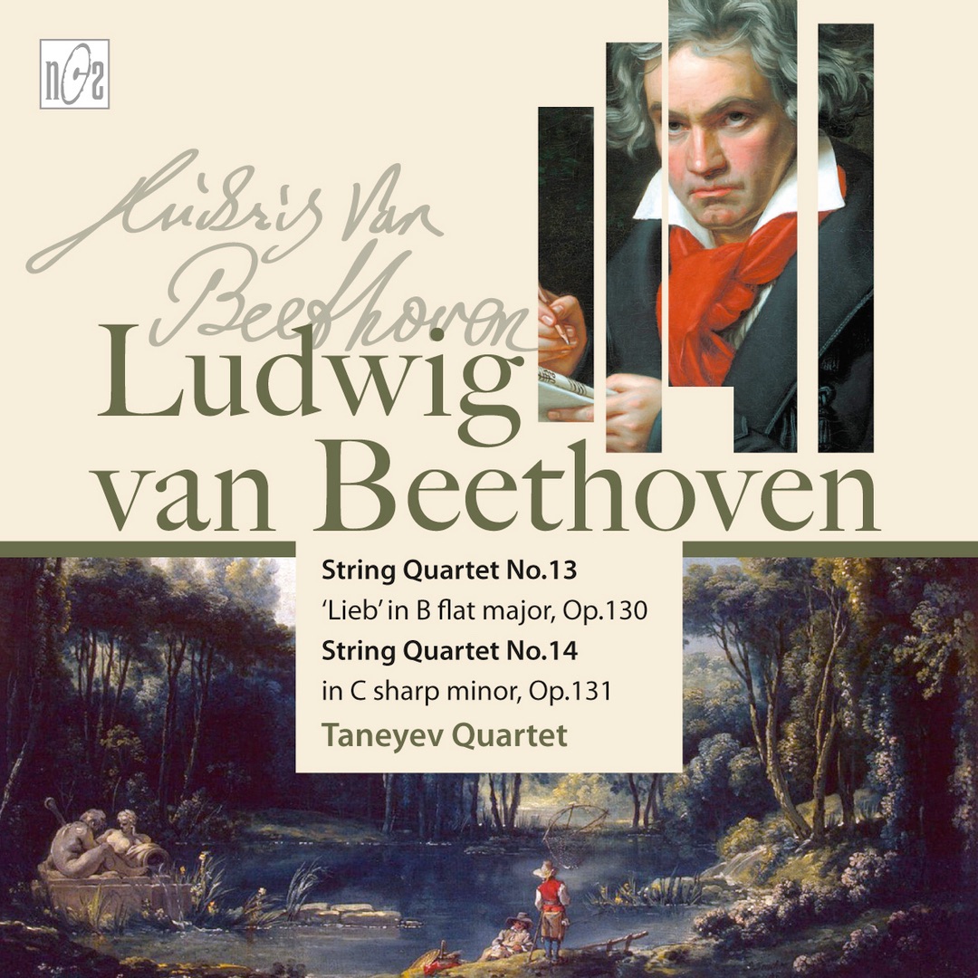 Ludwig van Beethoven: String Quartet No.13 in B flat Major 'Lieb'. Op.130. String Quartet No.14 in C sharp Minor op.131 by Taneyev Quartet album cover