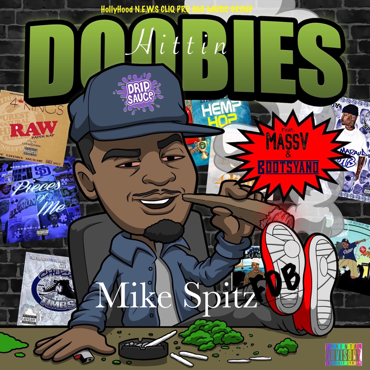 Hittin Doobies (feat. MassV & Bootsyano) - Single by Mike Spitz FDB album cover
