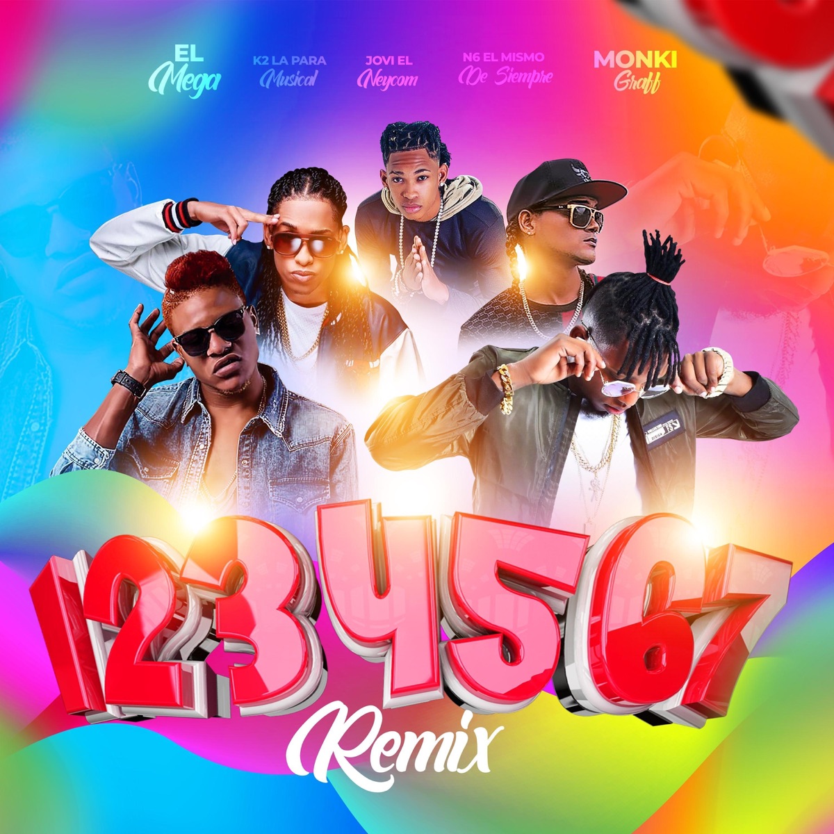 1234567 (Remix) [feat. El Mega, N6 el Mismo de Siempre, K2 la para Musical & Jovi el Neycom] - Single by Monki Graff album cover