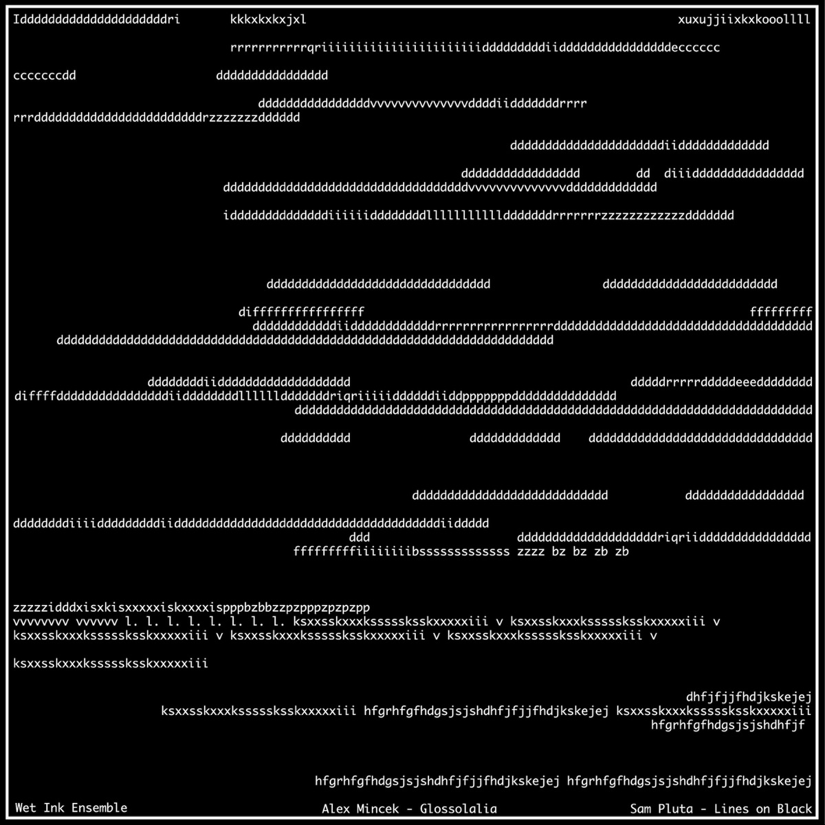 Glossolalia / Lines on Black by Wet Ink Ensemble, Alex Mincek & Sam Pluta album cover