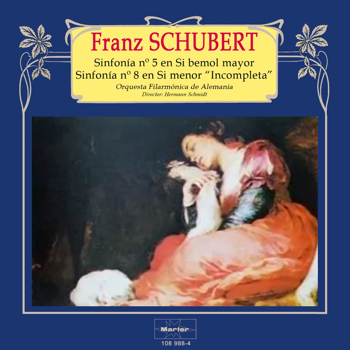 Schubert: Sinfonía No. 5, D. 485 - Sinfonía No. 8, D. 759, "Inacabada" by Orquesta Filarmonica de Alemania & Hermann Schmidt album cover