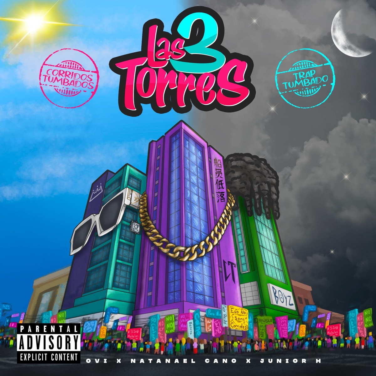 Las 3 Torres by Ovi, Junior H & Natanael Cano album cover