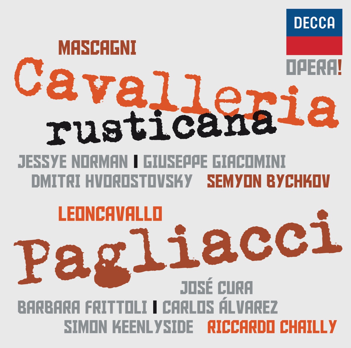 Mascagni: Cavalleria Rusticana - Leoncavallo: Pagliacci by Jessye Norman, Giuseppe Giacomini, Dmitri Hvorostovsky, Semyon Bychkov, Barbara Frittoli, José Cura, Carlos Álvarez & Riccardo Chailly album cover