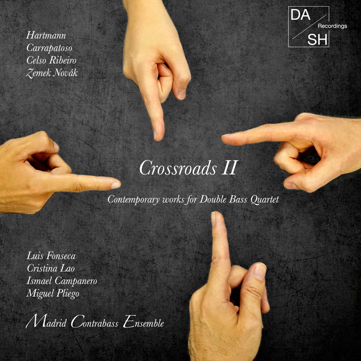 Crossroads II - Contemporary Works for Double Bass Quartet by Madrid Contrabass Ensemble, Luis Fonseca, Cristina Lao, Miguel Pliego & Ismael Campanero album cover