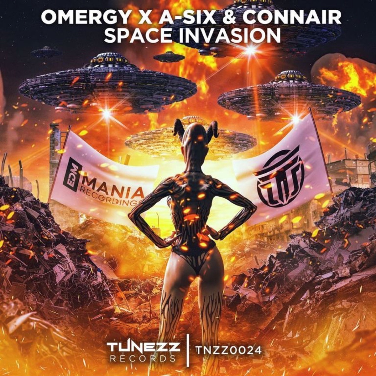 Space Invasion - Single by OMERGY, Connair & A-SIX album cover