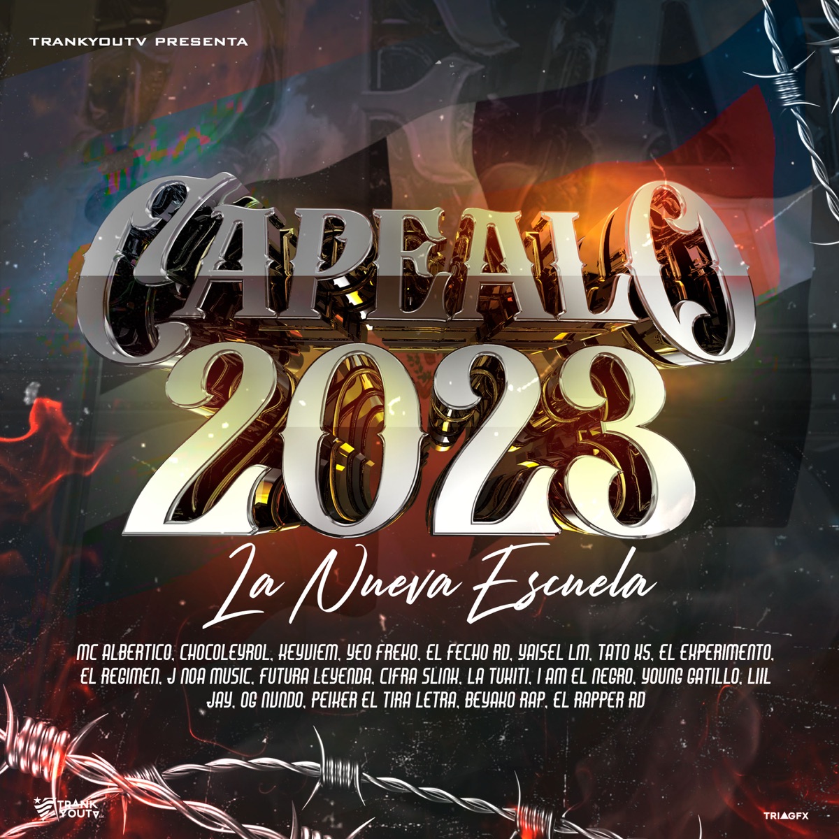 Capealo 2023 La Nueva Escuela - EP by MC Albertico, Keyviem, Chocoleyrol, Yeo Freko, El Fecho RD, Yaisel LM, Tato el X5, El Experimento, El Regimen, J Noa Music, Futura Leyenda, Cifra Slimk, I Am El Negro, Young Gatillo, Lil Jay, Ognvndo, Peiker El Tira Letra, Beyako Rap & El Rapper RD album cover