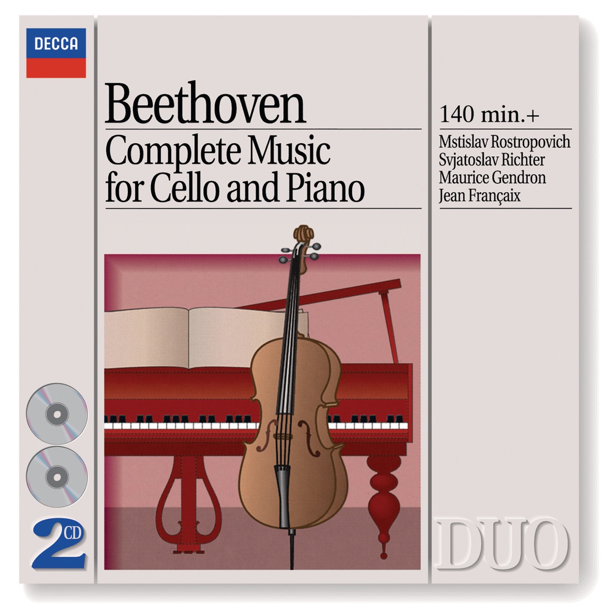 Beethoven: Complete Music for Cello and Piano by Jean Françaix, Mstislav Rostropovich, Sviatoslav Richter & Maurice Gendron album cover
