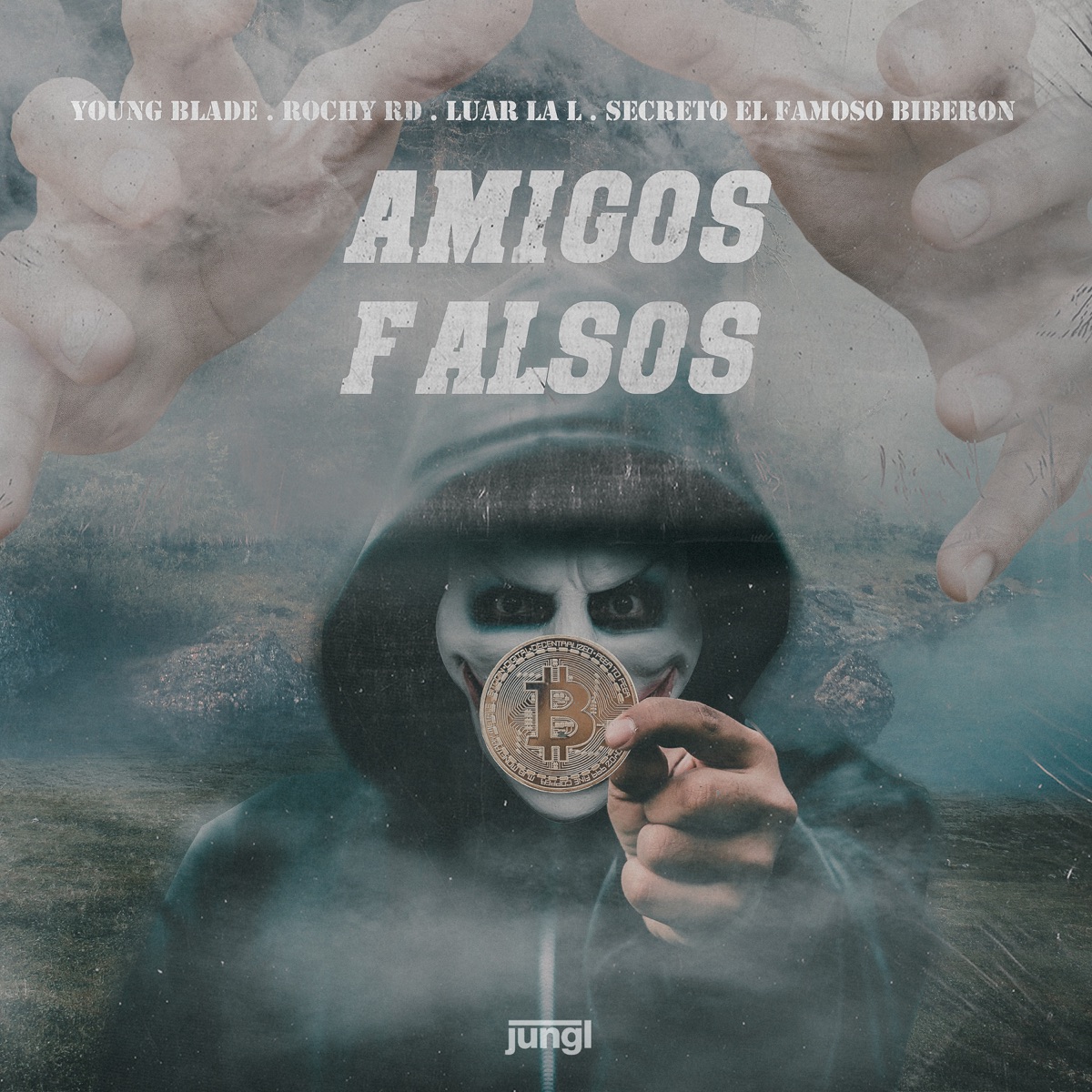 Amigos Falsos (feat. Secreto El Famoso Biberón) - Single by Young Blade, Rochy RD & Luar La L album cover