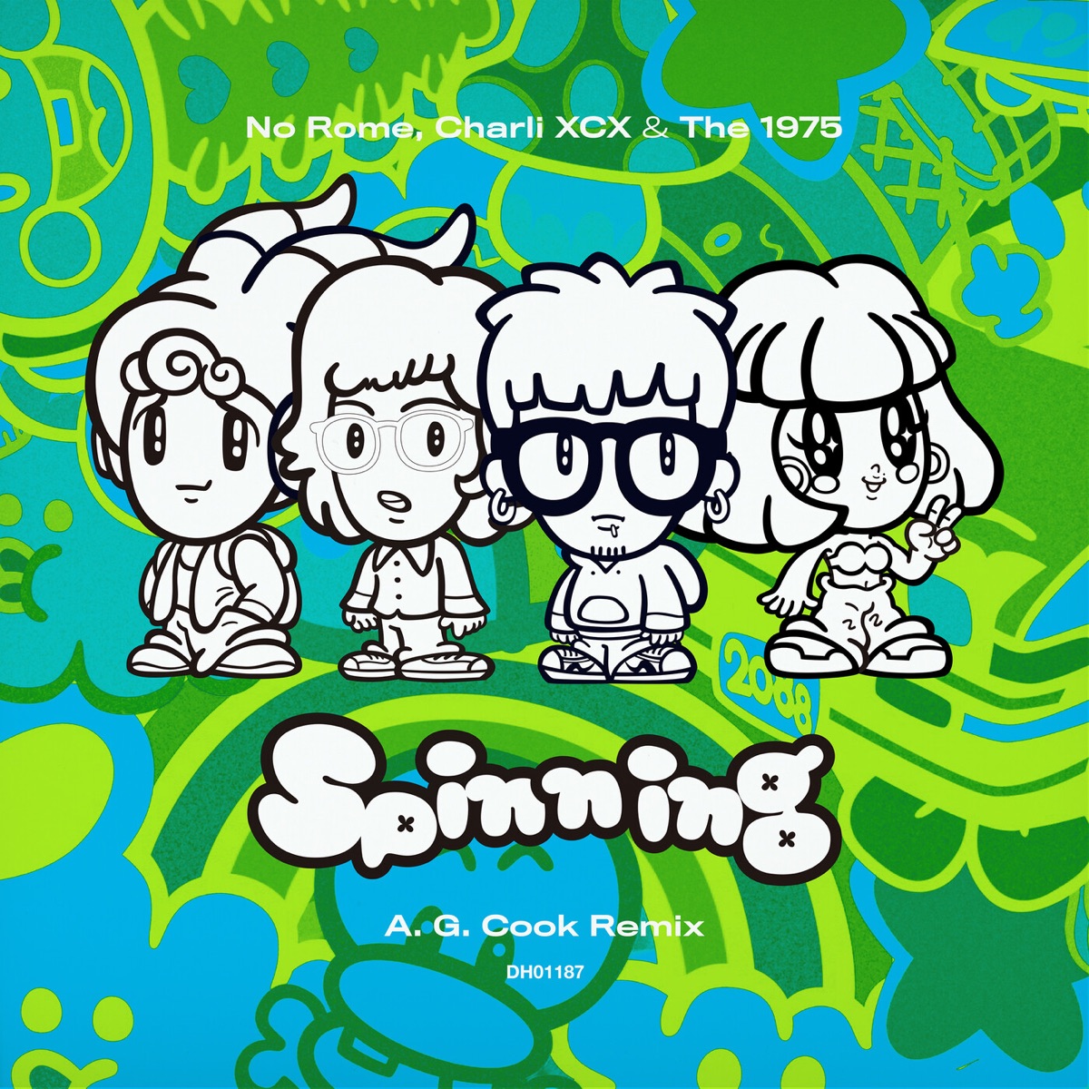 Spinning (A. G. Cook Remixes) - Single by No Rome, Charli xcx & The 1975 album cover artwork