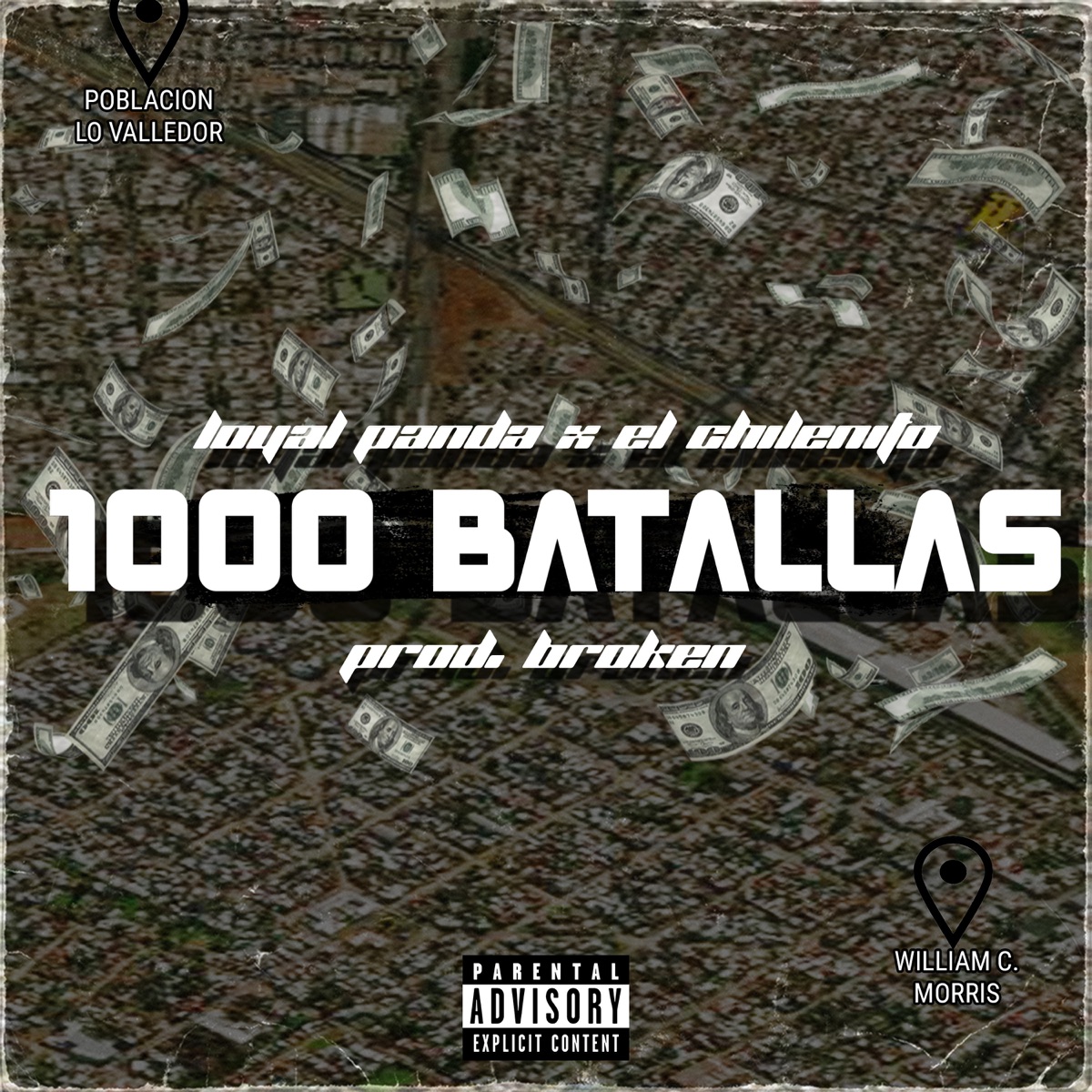 1000 BATALLAS (feat. el broken) - Single by Loyal Panda, El Chilenito & Gamboa Record album cover