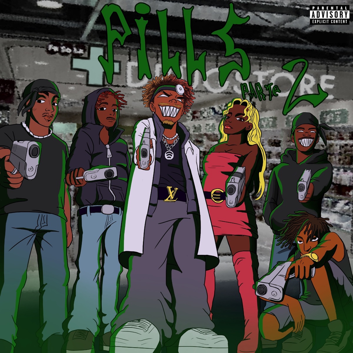 Pills 2 (feat. Loc Dog, luminous cheff, Fresh Mob & Aliara) - Single by 2v Sama album cover