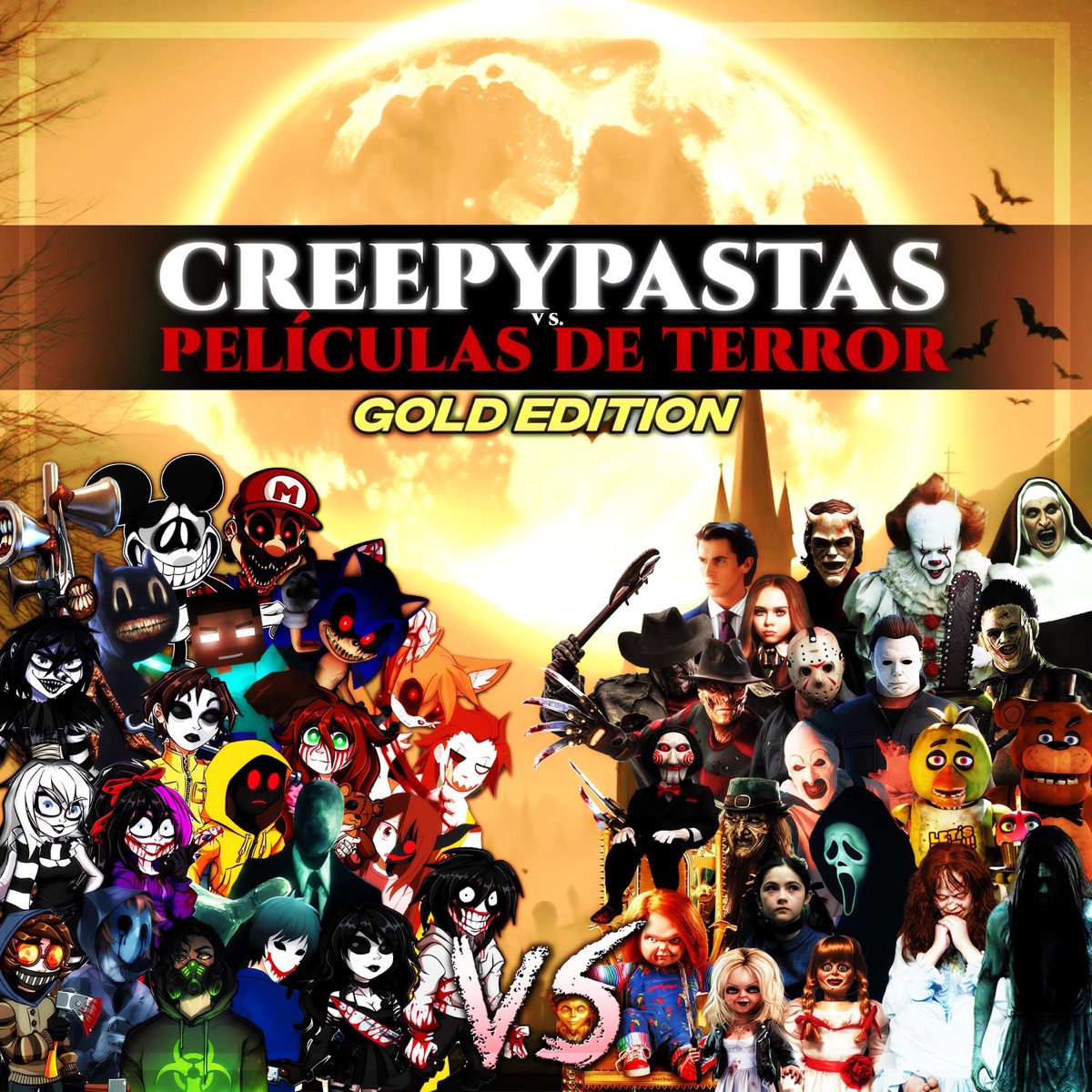 Creepypastas vs. Películas de Terror V5. Gold Edition (feat. Kronno Zomber, Keyblade, Sharkness, MegaR, Kballero Rap, Bth Games, DeiGamer, AlVaMusic, IsuRmX, Nyako, Zokai, Jay-F, Keyto, Kinox, AdriRoSan, SoRa, Bastiancortesxv, AbZurda & León Picarón) - EP by Ykato album cover