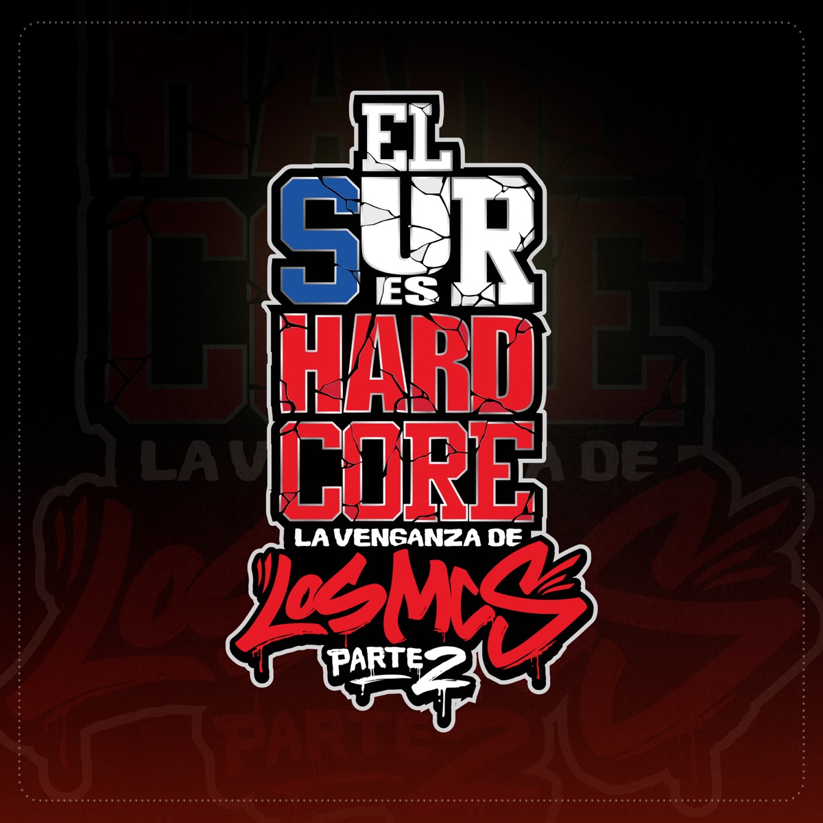 El Sur Es Hardcore (La Venganza de los Mc's, Pt. 2) [feat. estrellas del porno, Jonas Sanche, Gran Rah, Borderline, Liricistas, De Killtros, Big Seiko, Promaabro, Excelencia Prehispana, Jotaose Lagos, Sadika & Mente Sabia Crú] - Single by Bascur, El Bruto Chr & Flor De Rap album cover