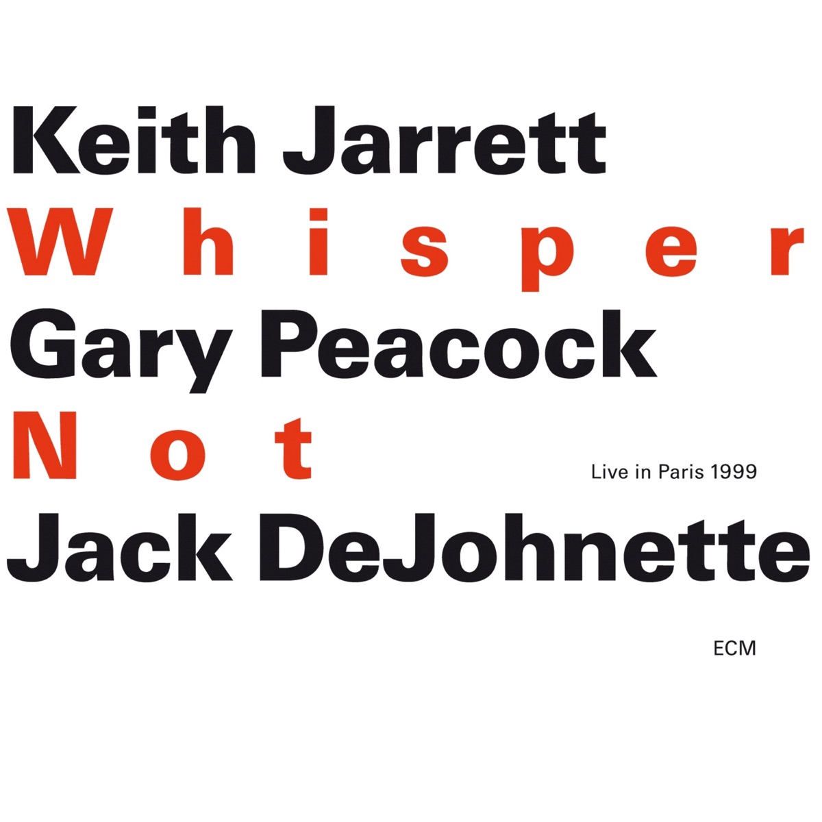 Whisper Not (Live in Paris 1999) by Gary Peacock, Jack DeJohnette & Keith Jarrett album cover