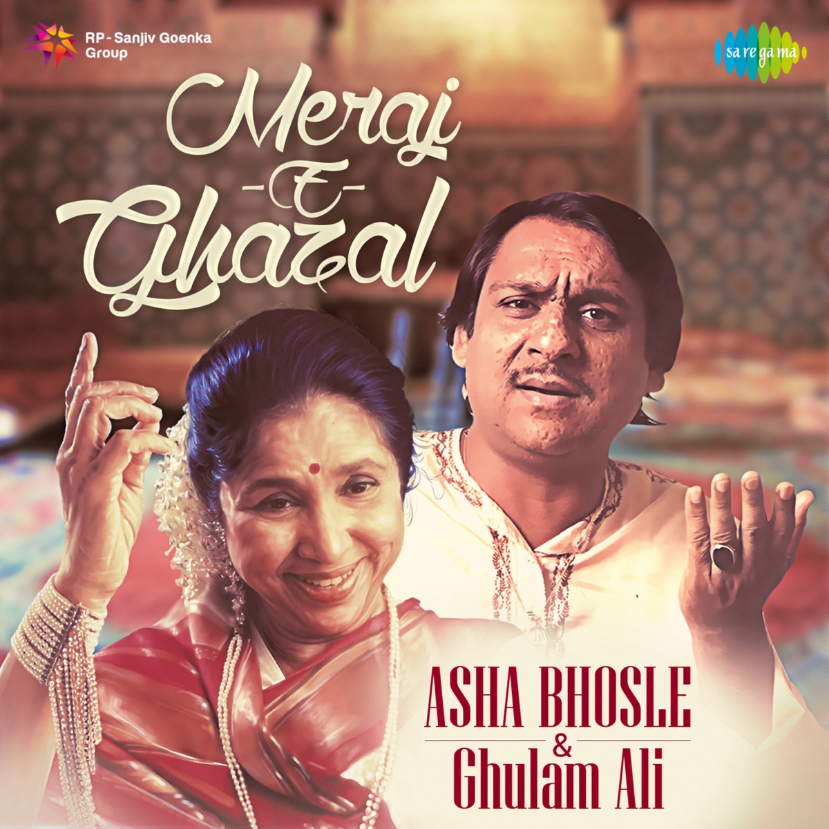 Meraj - E - Ghazal by Asha Bhosle & Ghulam Ali album cover