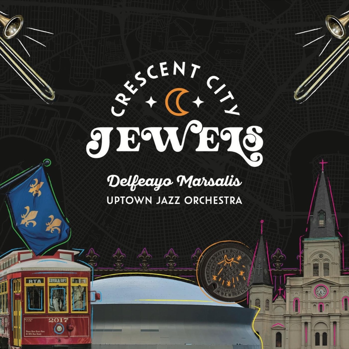 Crescent City Jewels by Delfeayo Marsalis & Uptown Jazz Orchestra album cover