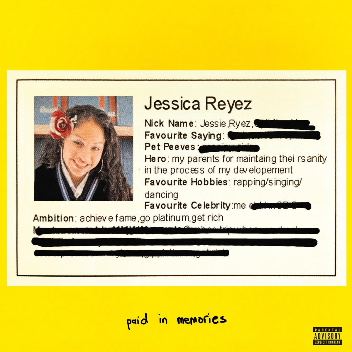 PAID IN MEMORIES by Jessie Reyez album cover