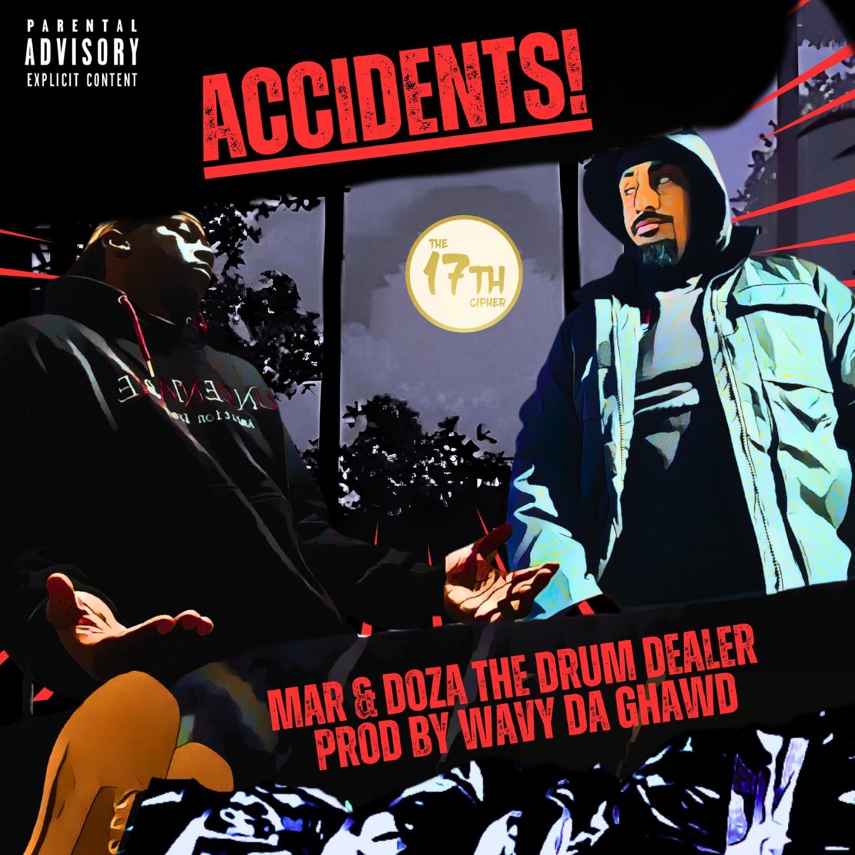 ACCIDENTS! (feat. Doza The Drum Dealer) - EP by The 17th Cipher, Mar & Wavy Da Ghawd album cover