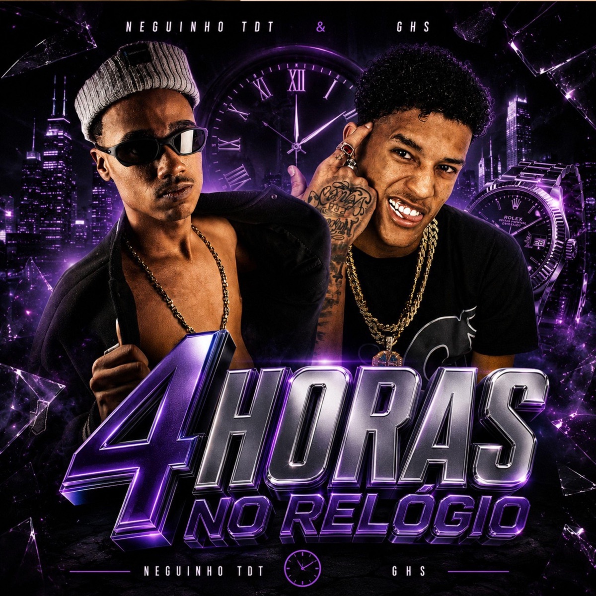 4 Horas No Relógio - Single by Shemp Records, NEGUINHO TDT & Ghs album cover