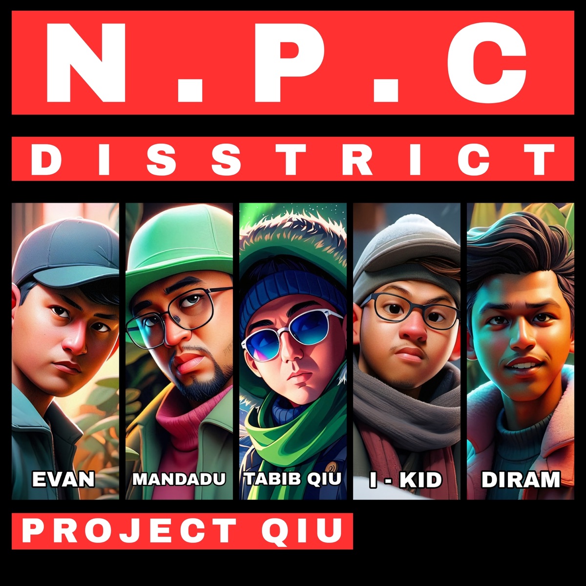 npc disstrict (feat. Mandadu, EVAN & DIRAM) - Single by PROjectQIU, iKid & Tabib Qiu album cover