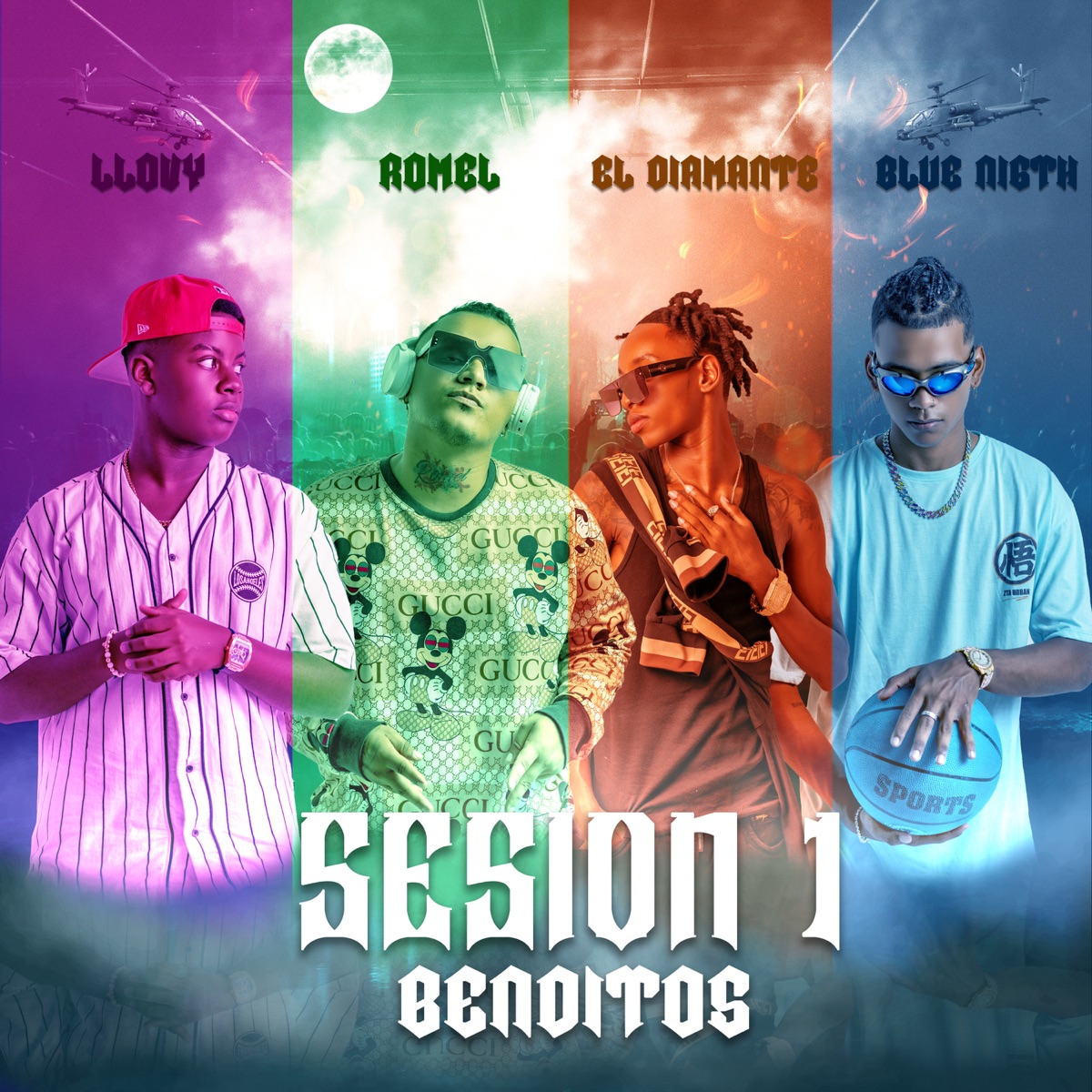 SESION 1  BENDITOS - Single by LLOVY, Romel, El Diamante & Blue Night album cover