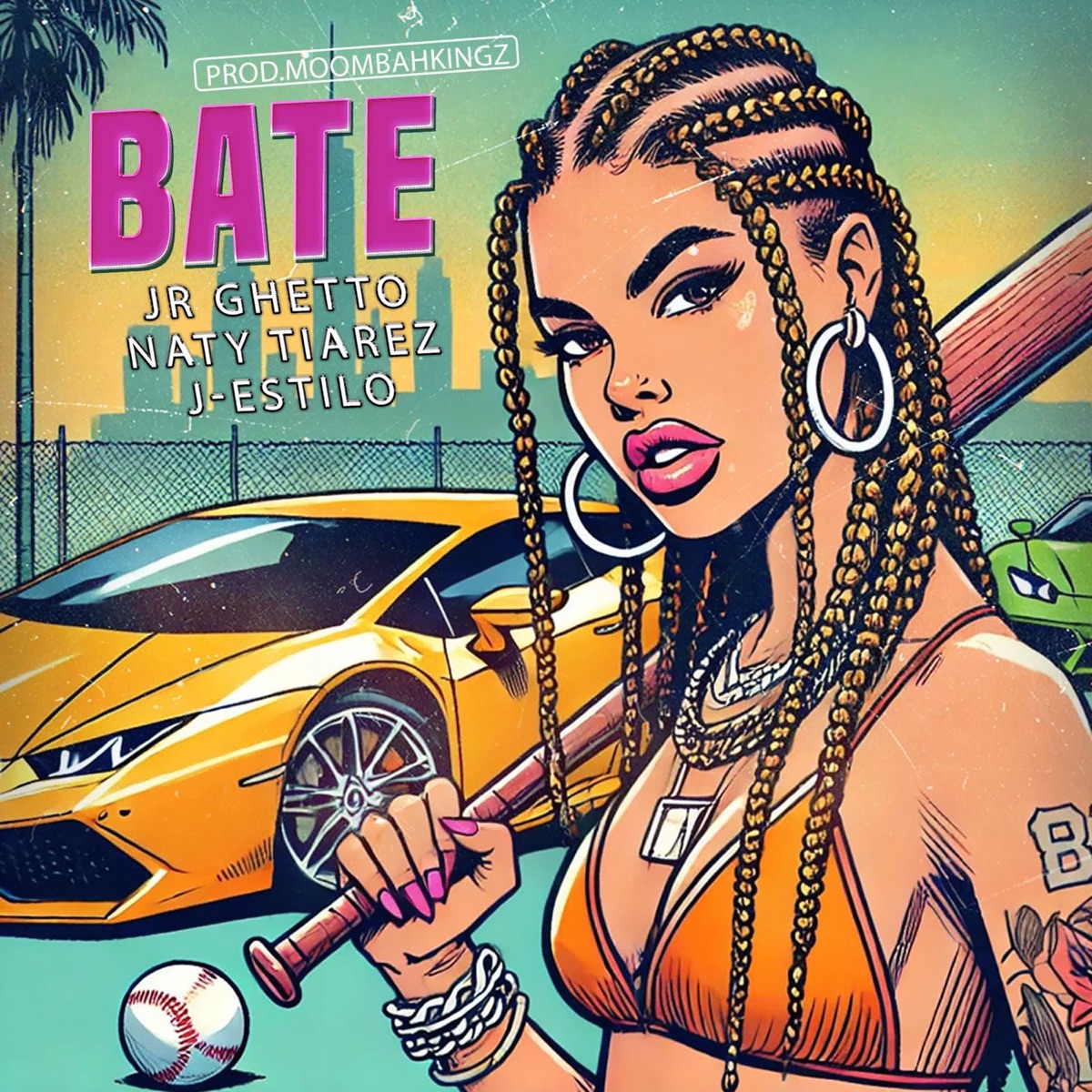 Bate (feat. Moombahkingz) - Single by JrGhetto, J-Estilo & Naty Tiarez album cover