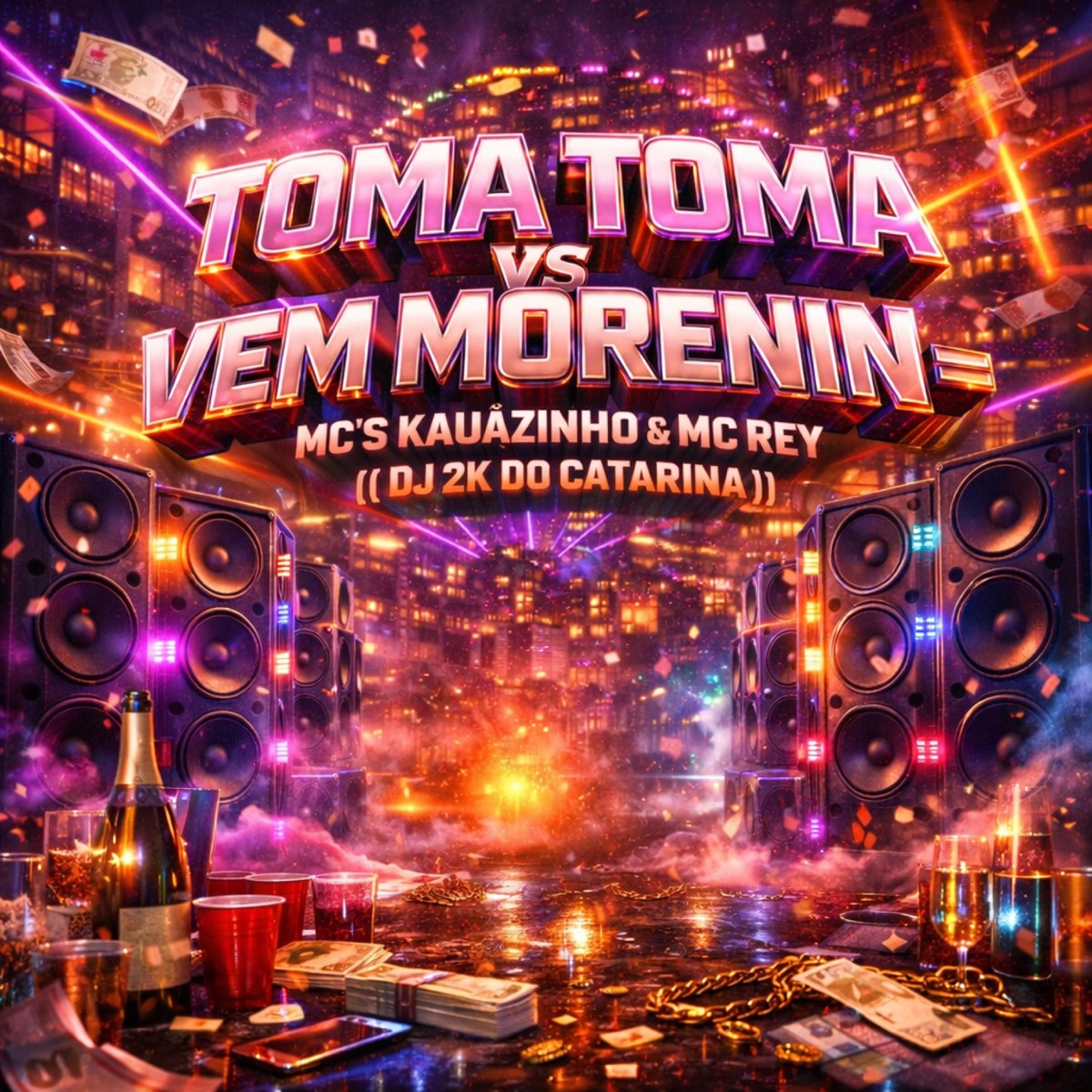 TOMA TOMA VS VEM MORENIN (feat. Fabuloso) - Single by MC Kauãzinho, mc rey do cpx & Dj 2K do Catarina album cover