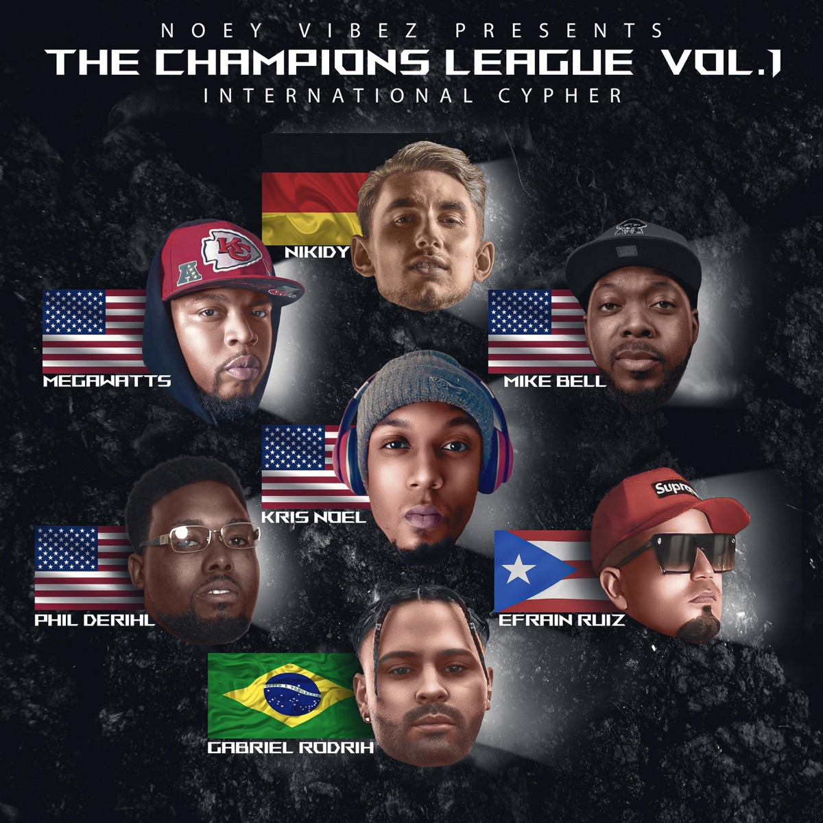 THE CHAMPIONS LEAGUE (International Cypher) (feat. Phil Derihl, Nikidy, Mike Bell, Efraín Ruiz, Megawatts & Gabriel Rodrih) - Single by Kris Noel album cover