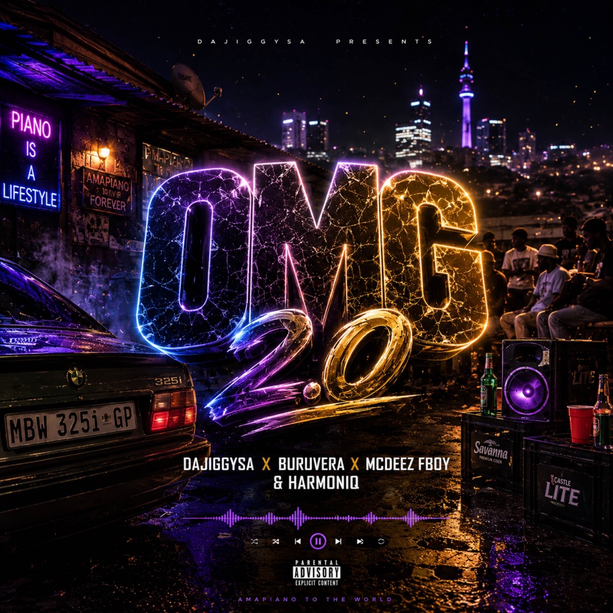 OMG 2.0 (Remix) [feat. Harmoniq] - Single by DaJiggySA, Buru'Vera & Mcdeez Fboy album cover