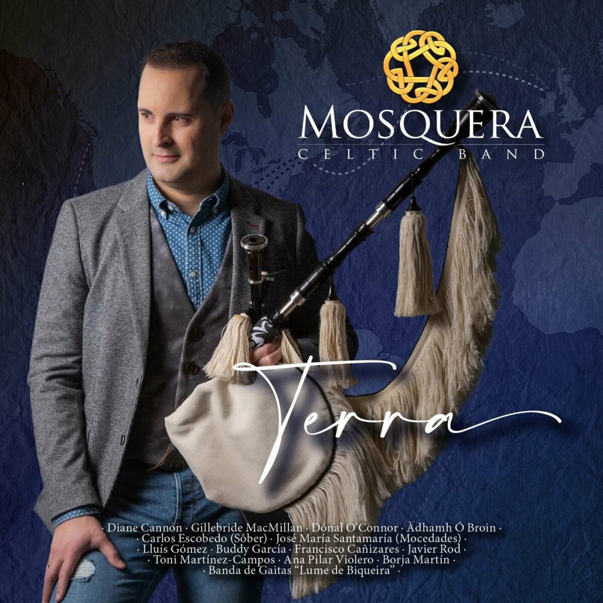Terra (feat. Francisco Cañizares, Toni Martínez-Campos, Buddy García, Carlos Escobedo "Sôber", Javier Rod, Àdhamh Ó Broin, Diane Cannon, Lluís Gómez, Banda de Gaitas “Lume de Biqueira”, Donal O'Connor, Gillebrìde Macmillan, Ensemble Barroco & José Mª Santamaría) by Mosquera Celtic Band album cover