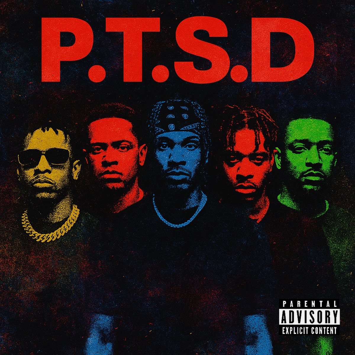 P.T.S.D (with SICCAM) [STREAM] - EP by B1@CK TYVO, YUNG BADDY, Chimzz & Miko album cover
