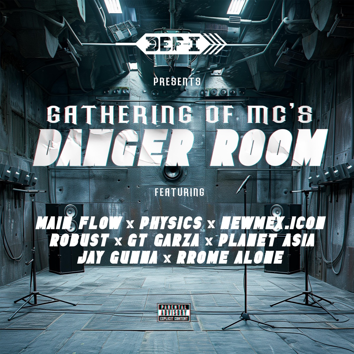 Gathering of MCs Danger Room (feat. Main Flow, Physics, NewMex.icon, Robust, GT Garza, Planet Asia, Jay Gunna & Rrome Alone) - Single by Def-i album cover