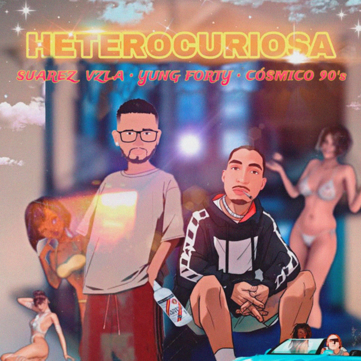 Heterocuriosa - Single by Suarez Vzla, Cósmico 90´s & Yung Forty album cover
