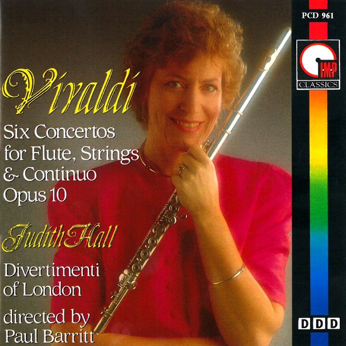 Vivaldi: Six Concertos for Flute, Strings & Continuo by Judith Hall, The Divertimenti Of London & Paul Barritt album cover