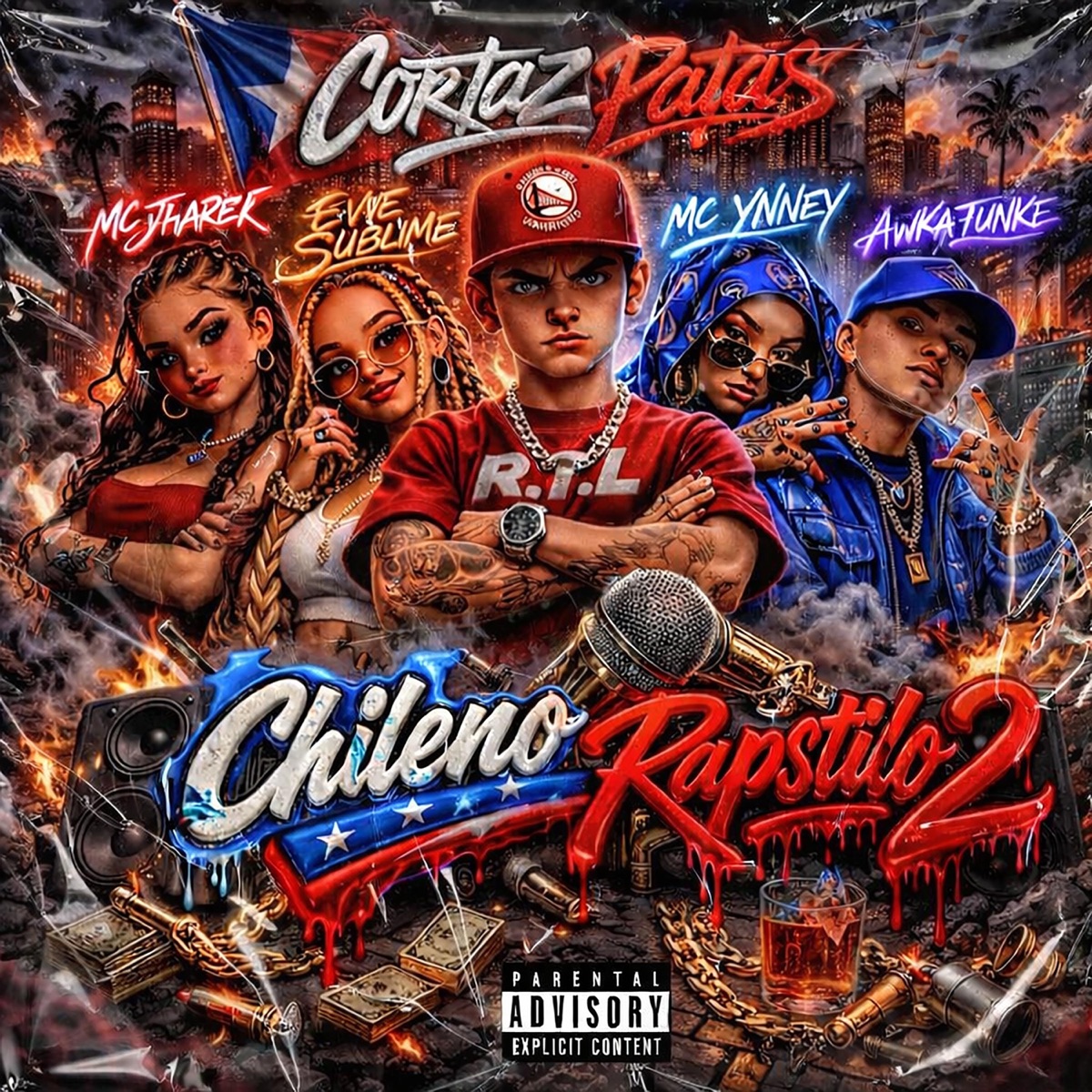Chileno Rapstilo 2 (feat. Mc Ynney, Eve Sublime, Emci Jharek & Awka Funke) - Single by Cortaz Patas album cover