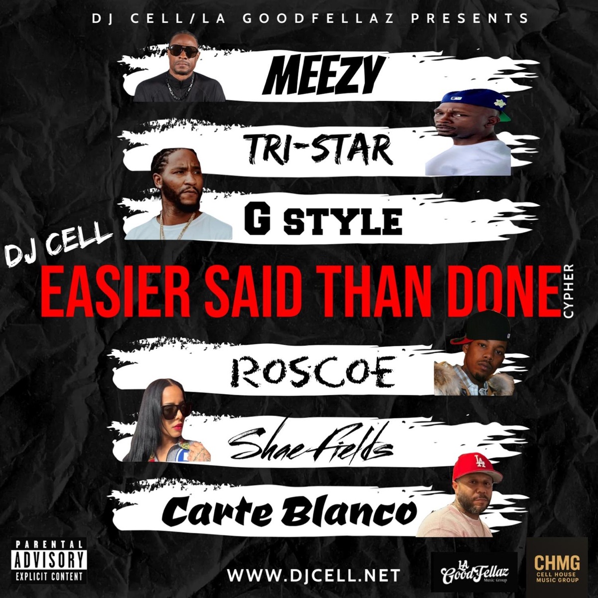 Easier said than done (feat. Meezy & Roscoe David Brown & Shae Feilds & Carte Blanco & G Style & Tri Star) - Single by DJ Cell album cover
