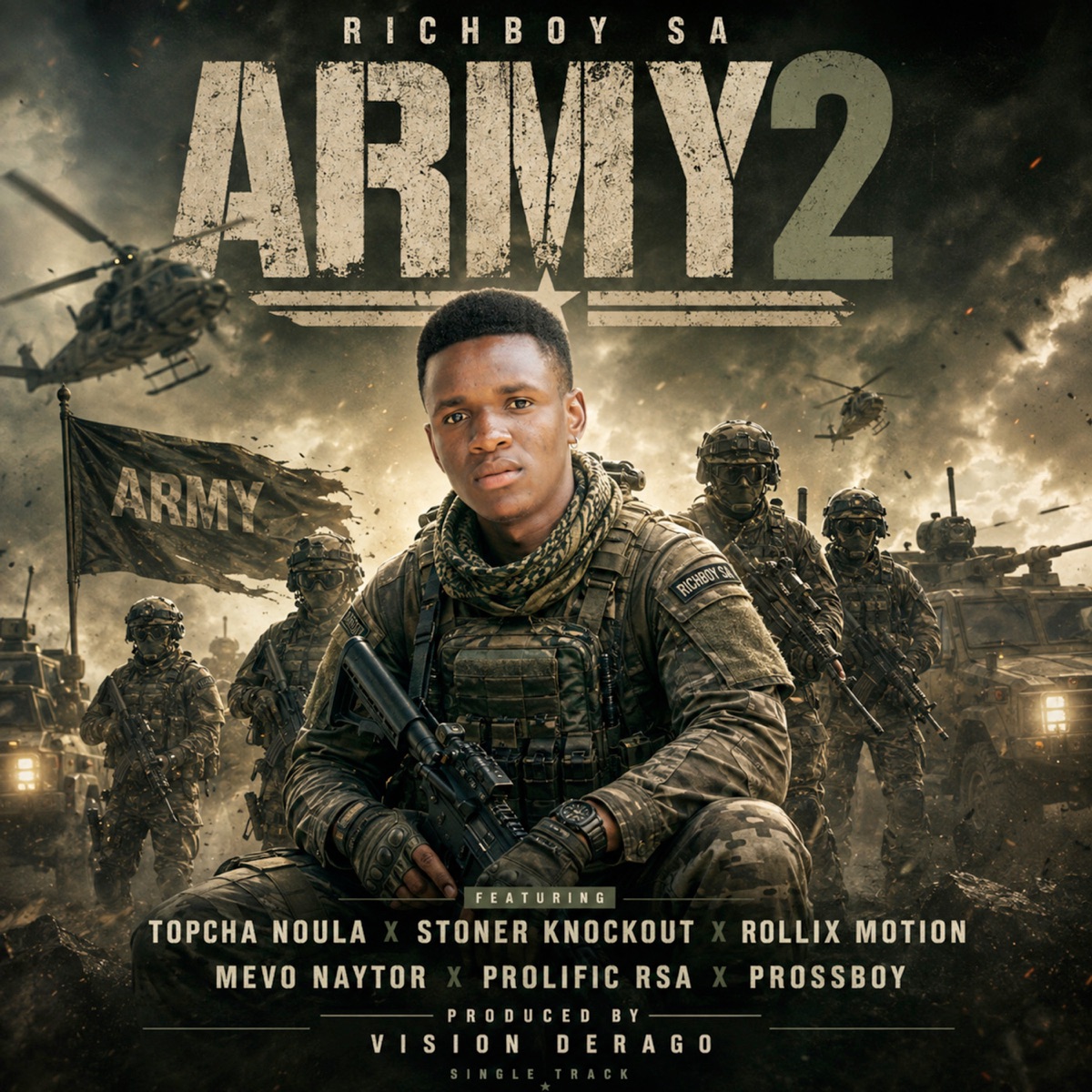 Army 2 (feat. TopCha Noula, Stoner Knockout, Mevo Naytor, RollixMotion, Prolific RSA & Pross Boy) - Single by RichBoy SA album cover