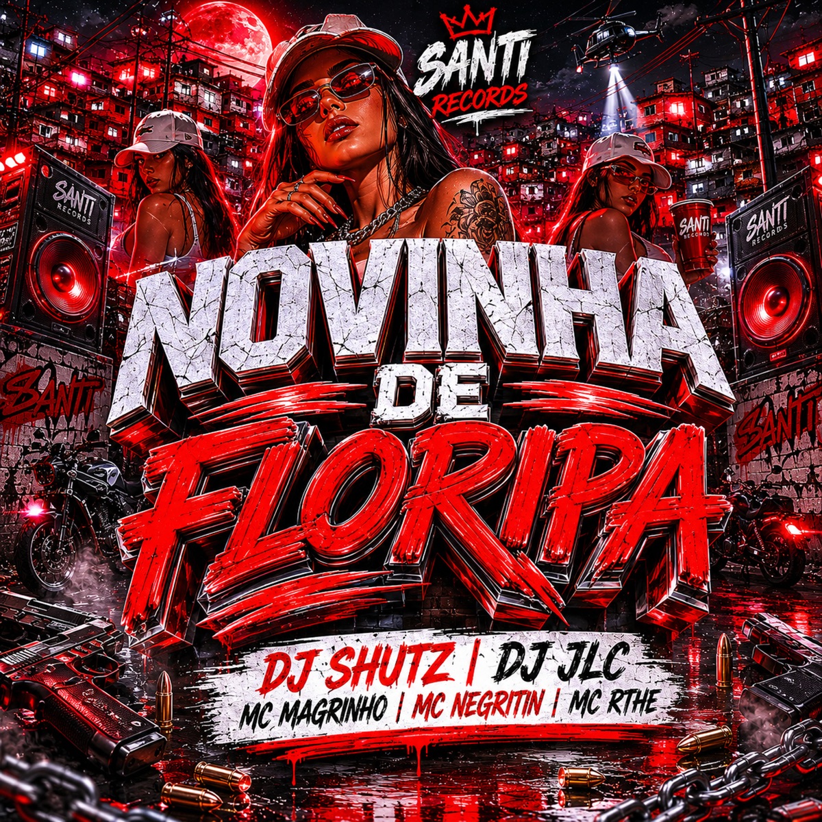 Novinha De Floripa (feat. RTHE) - Single by DJ JLC, DJ SCHUTZ, Mc Magrinho & MC Negritin album cover