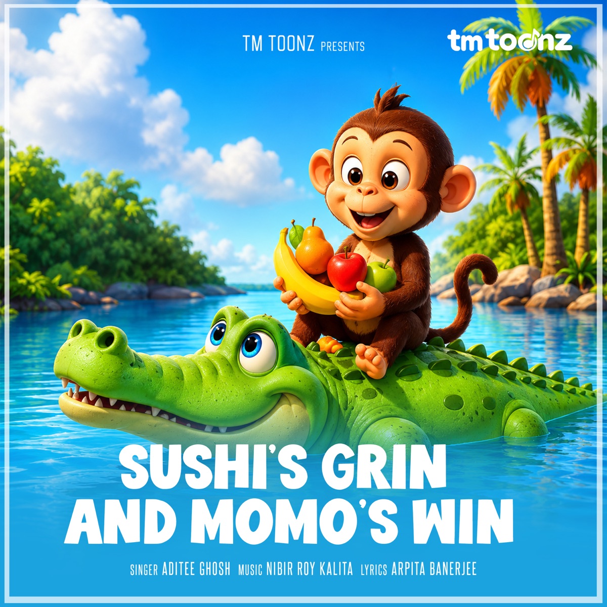 Sushi's Grin And Momo's Win - Single by Aditee Ghosh, Arpita Banerjee & Nibir Roy Kalita album cover