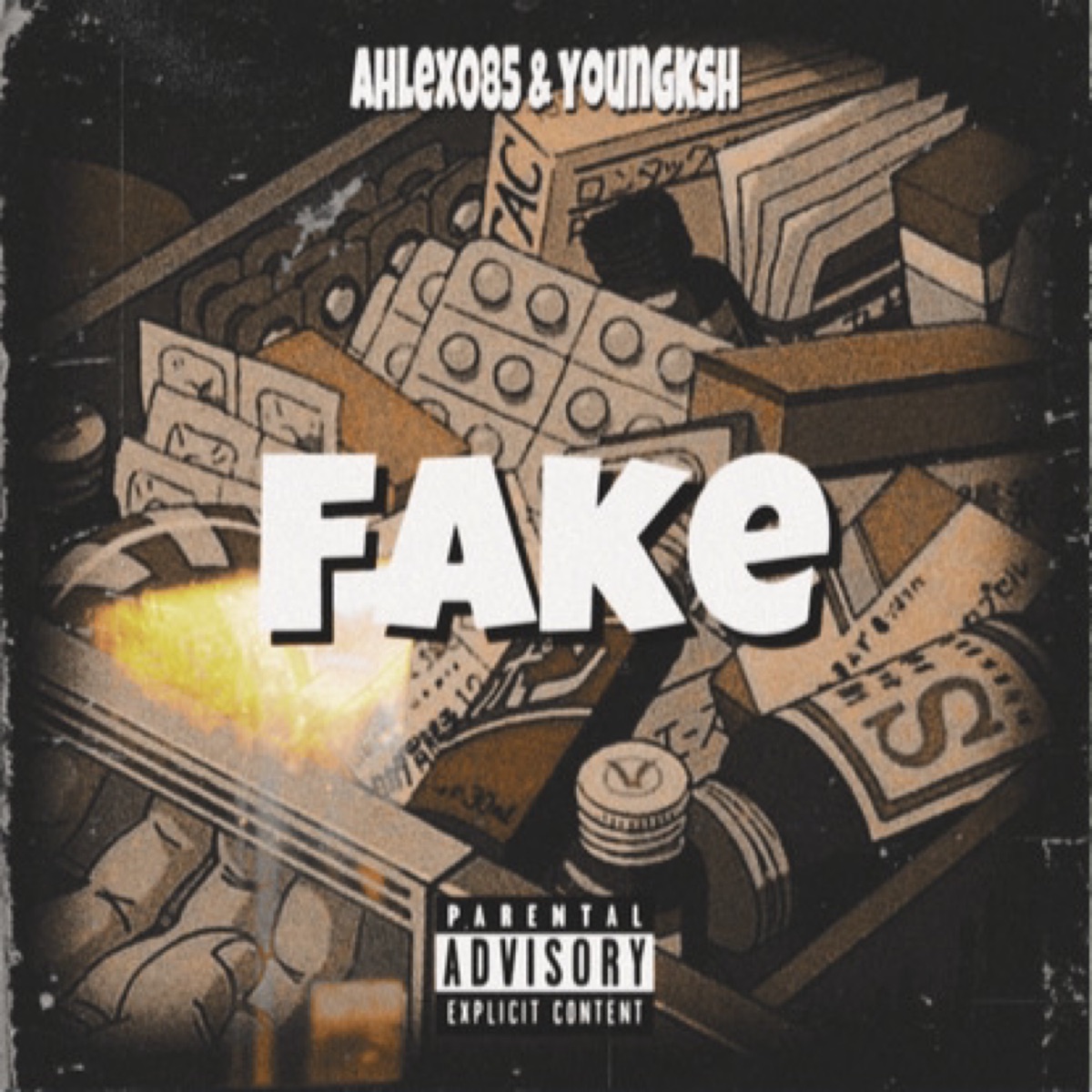 FAKE (feat. Young.KSH) - Single by 085TrapNews & Ahlex085 album cover