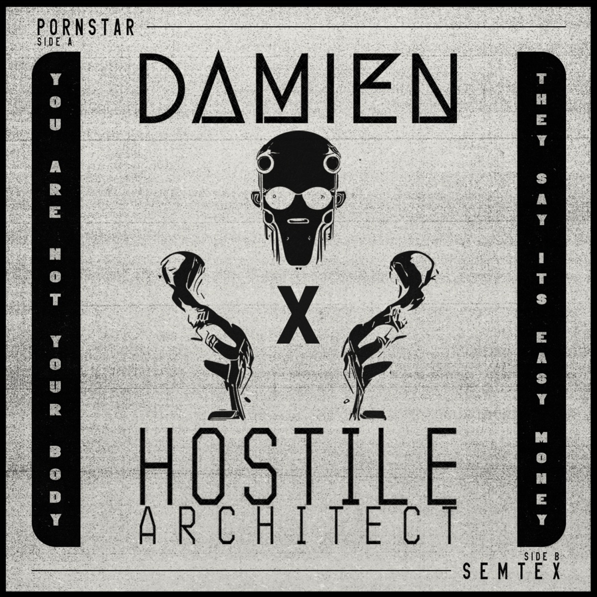 PORNSTAR/SEMTEX SPLIT - Single by DAMIEN & HOSTILE ARCHITECT album cover