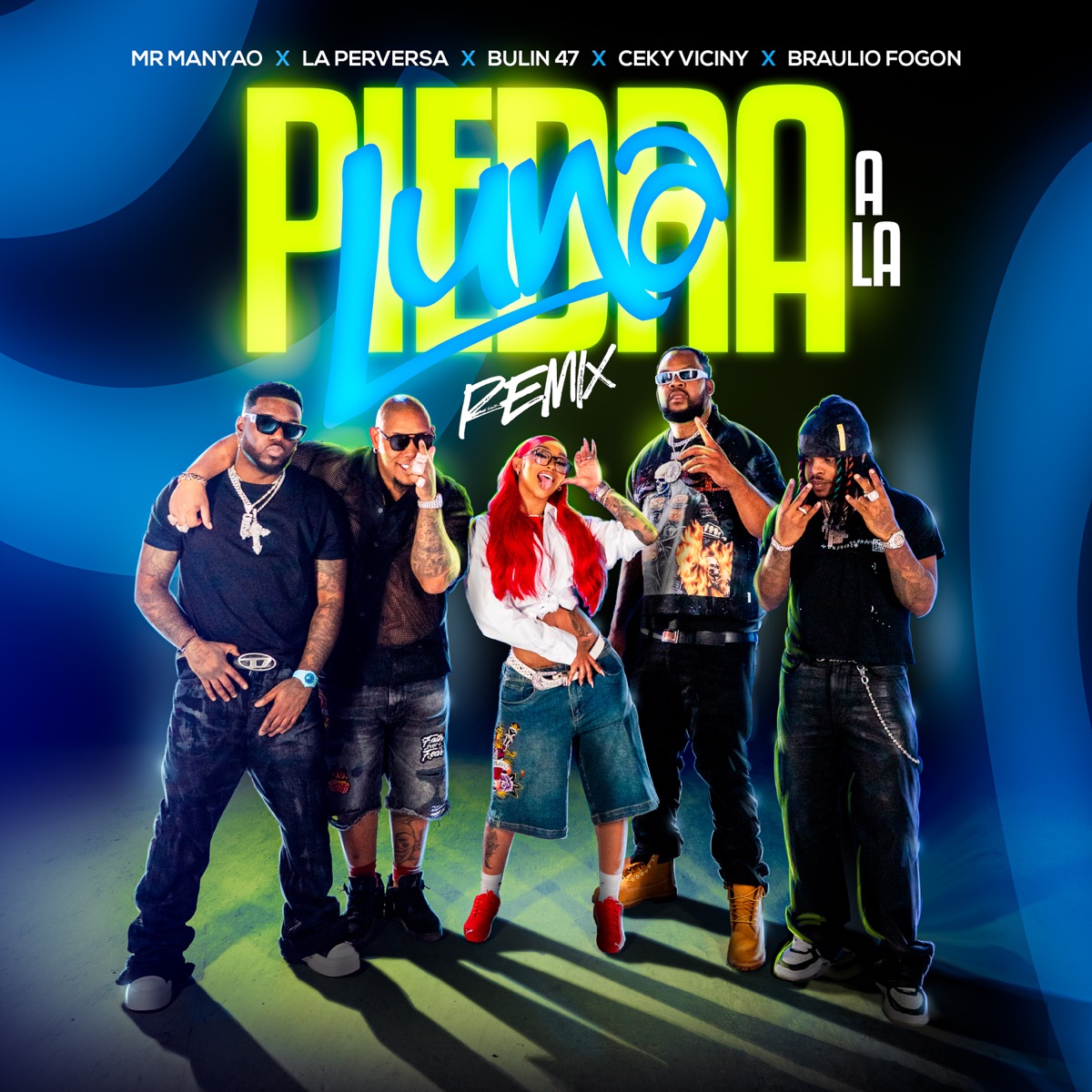 Piedra a la Luna (Remix) [feat. Ceky Viciny & Braulio Fogon] - Single by Mr Manyao, La Perversa & Bulin 47 album cover