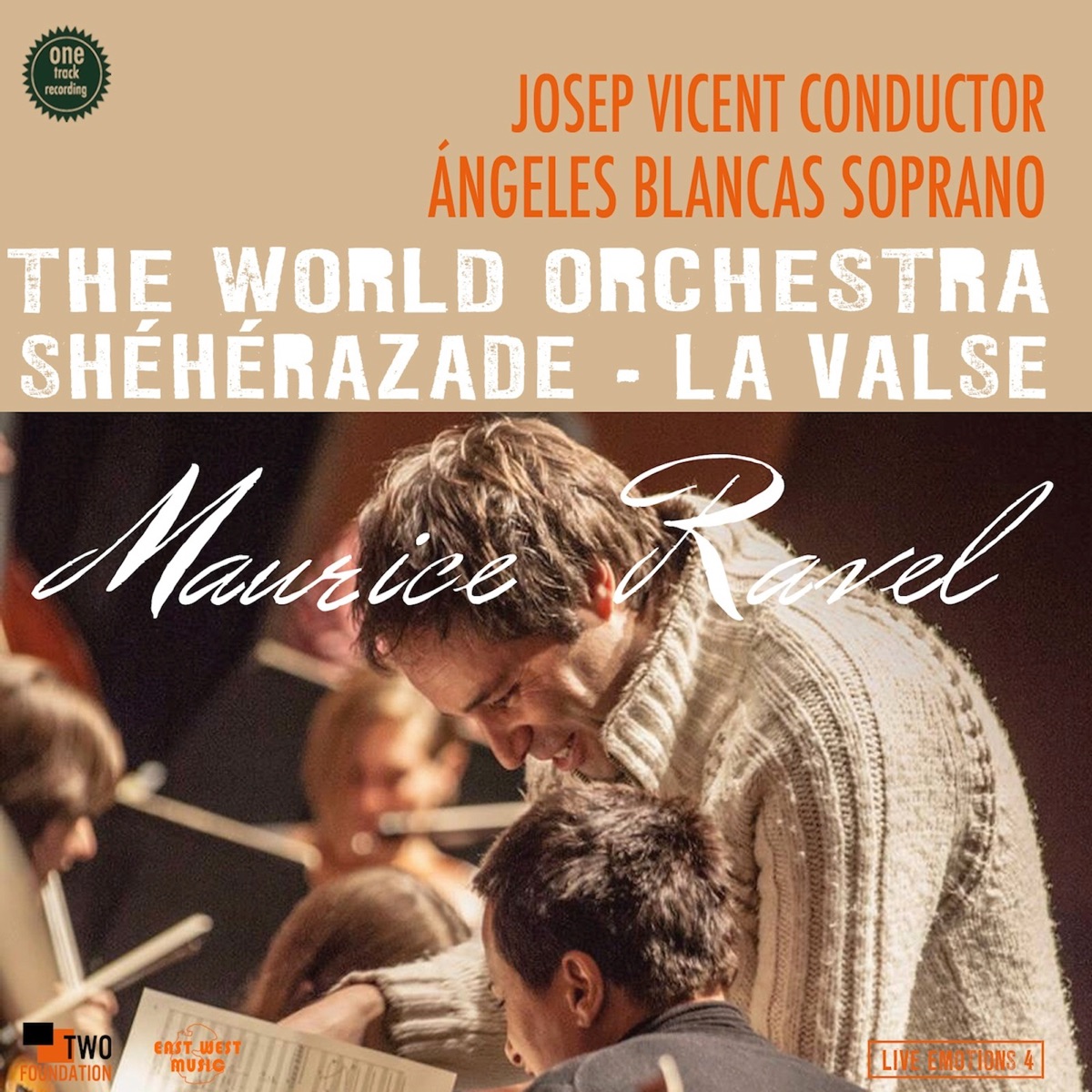 Live emotions 4. The World Orchestra plays Maurice Ravel (Solista: Ángeles Blancas) by The World Orchestra, Josep Vicent & Angeles Blancas album cover