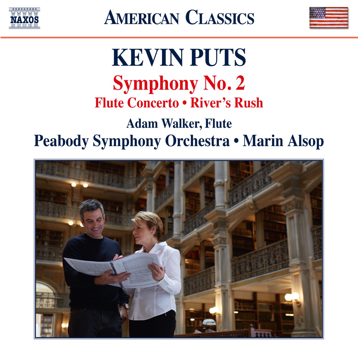 Kevin Puts: Symphony No. 2, Flute Concerto & River's Rush by Adam Walker, Peabody Symphony Orchestra & Marin Alsop album cover