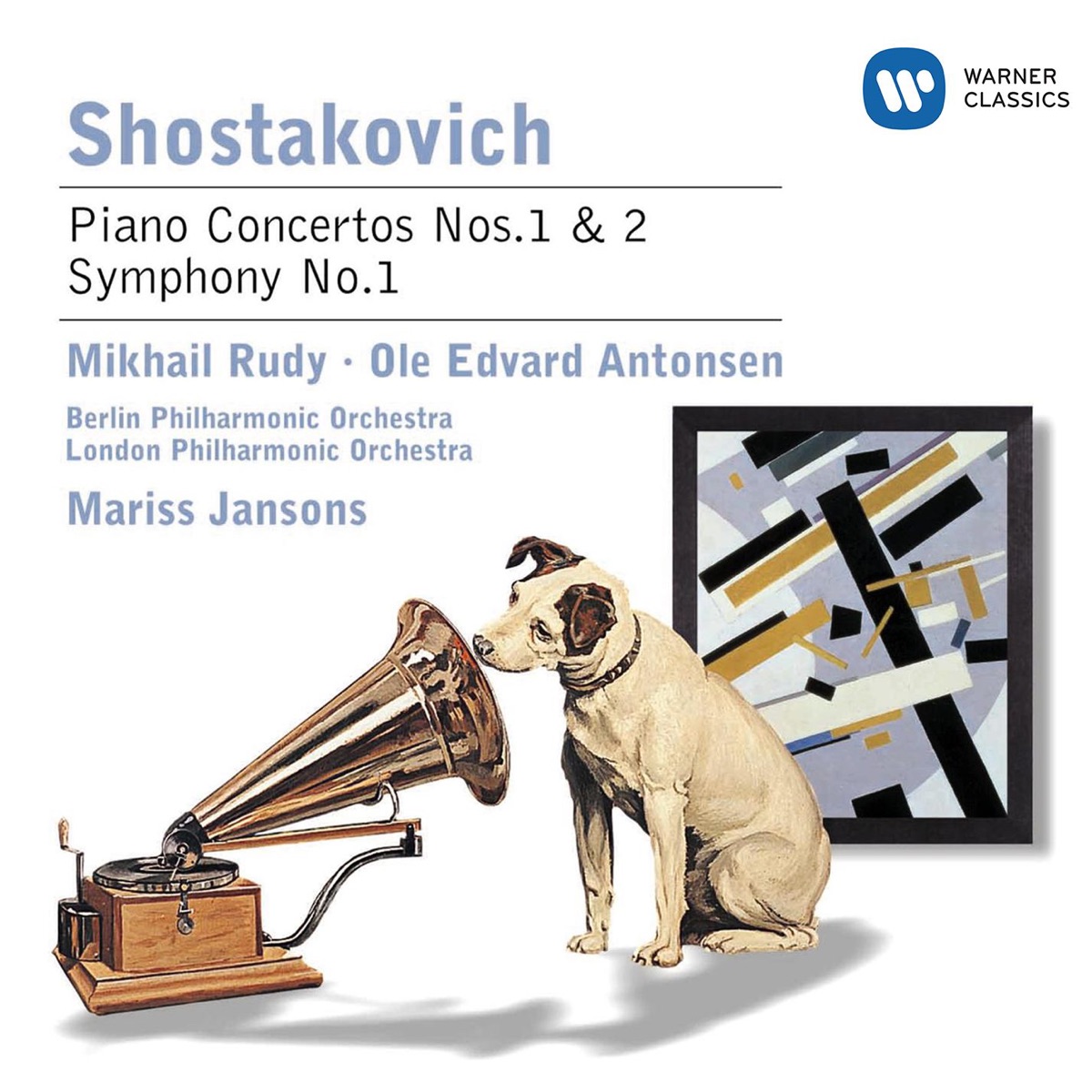 Shostakovich: Piano Concertos Nos. 1 & 2, Symphony No. 1 by Mariss Jansons, Berlin Philharmonic, London Philharmonic Orchestra & Mikhail Rudy album cover